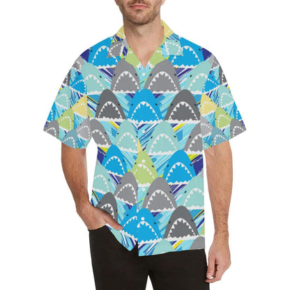 Shark Head Pattern Mens All Over Print Hawaiian Shirt