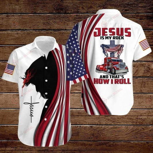 Jesus Is My Rock And That'S How I Roll Christian Trucker Hawaiian Shirts #Kv