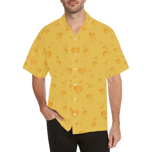 Cheese Heart Texture Pattern Mens All Over Print Hawaiian Shirt