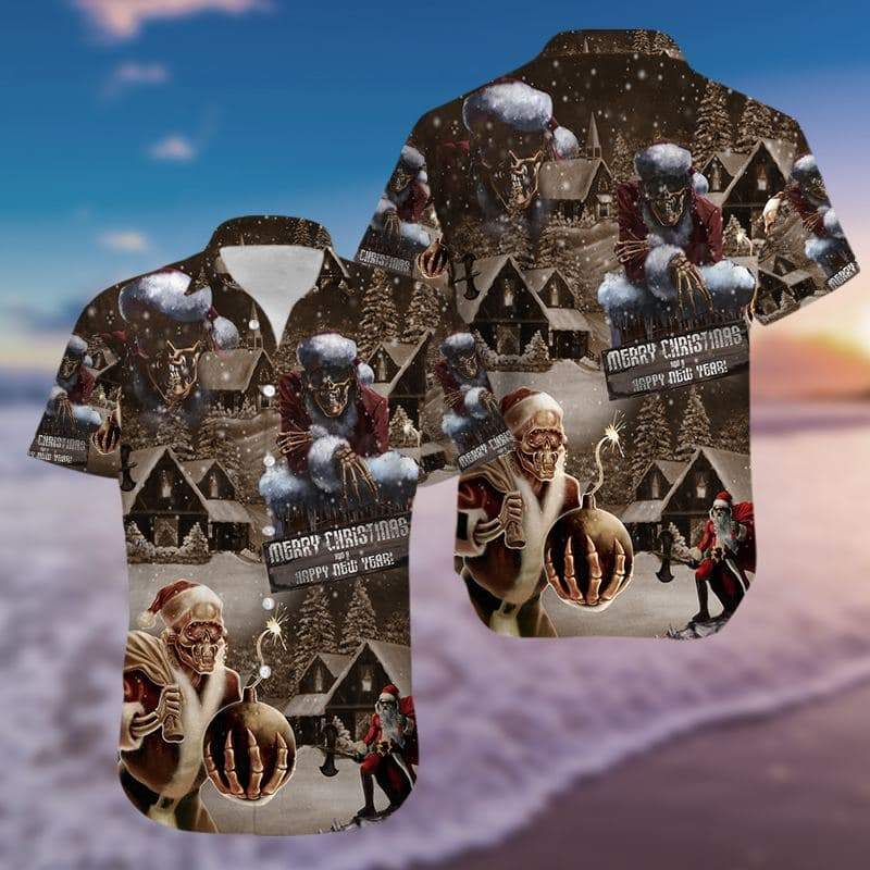 Hawaiian Aloha Shirts Skull Santa Claus Merry Christmas And Happy New Year #h