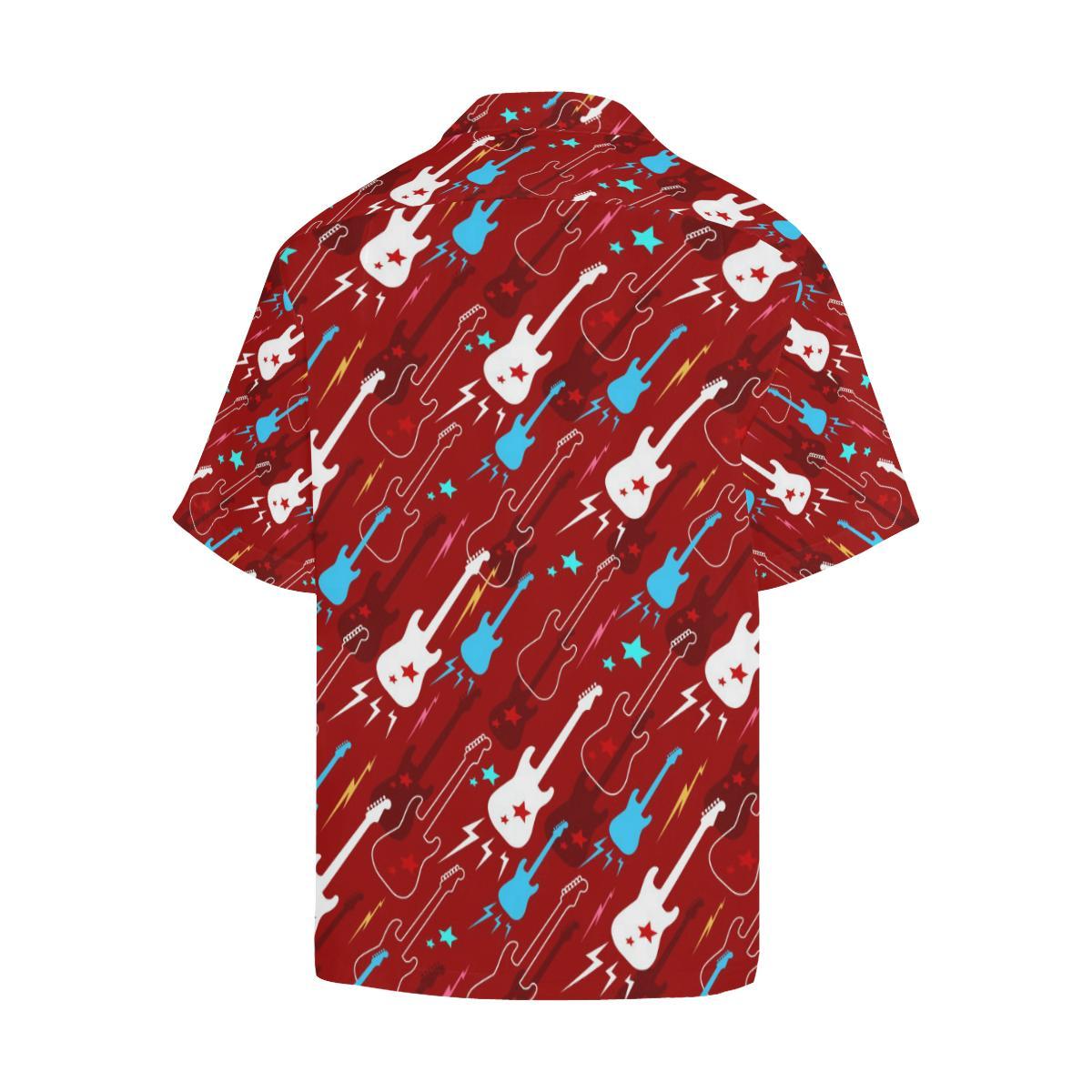 Electical Guitar Red Pattern Mens All Over Print Hawaiian Shirt