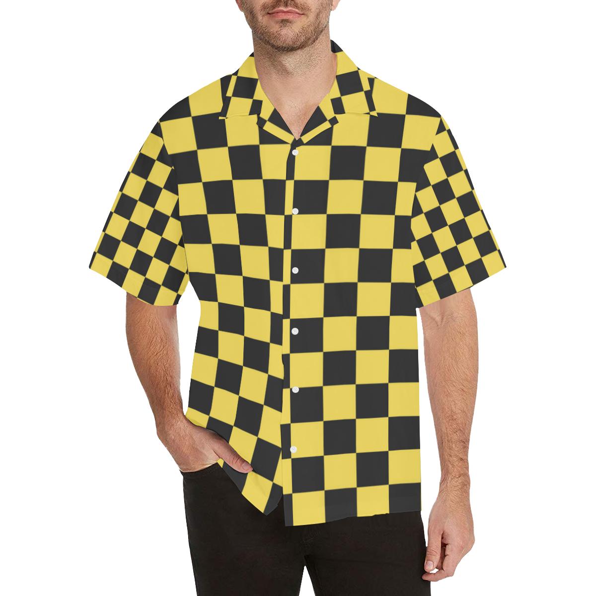Checkered Yellow Pattern Print Design Hawaiian Shirt