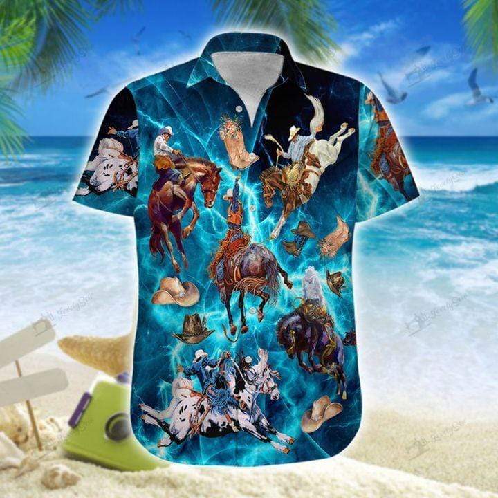 Amazing Blue Horse Rodeo Unisex Hawaiian Shirts - Beach Shorts