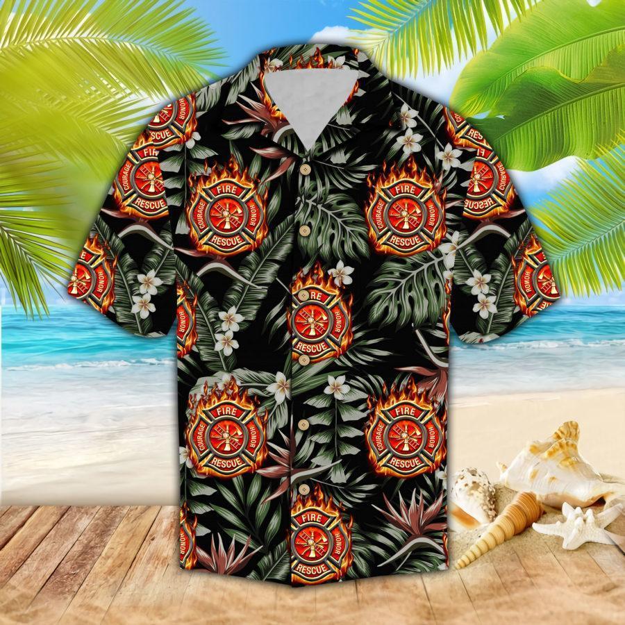 Firefighter Hawaii Shirt Unique Beach Hawaiian