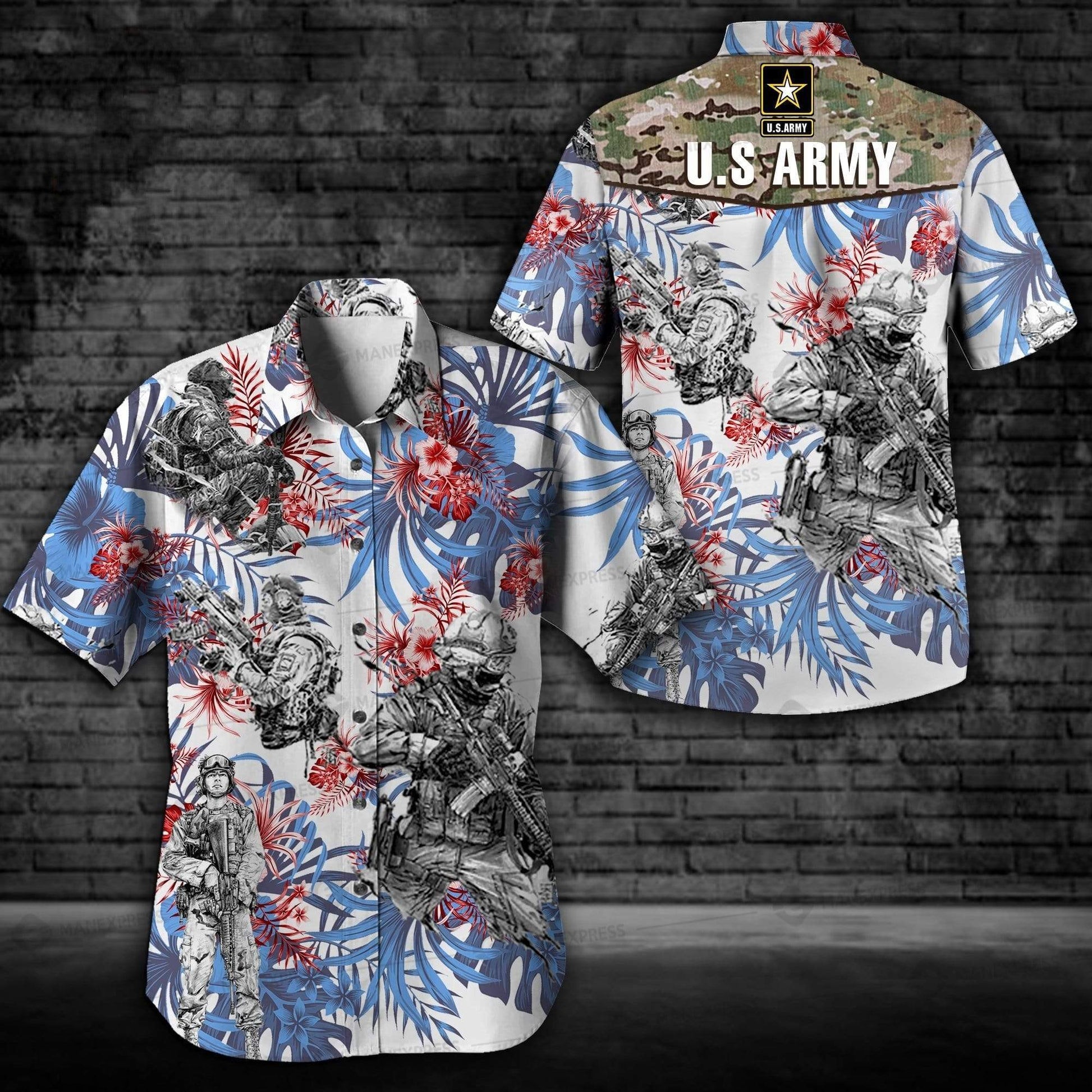 Hawaiian Aloha Shirts U.S Army Veteran Tropical