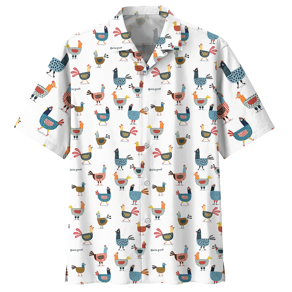 Chicken   White Unique Design Unisex Hawaiian Shirt  