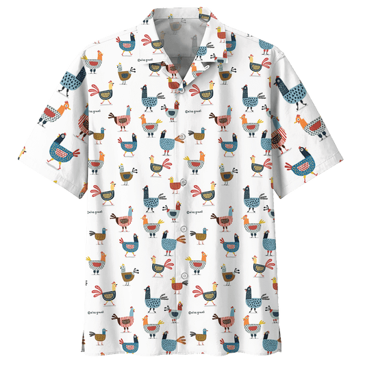 Chicken   White Unique Design Unisex Hawaiian Shirt  