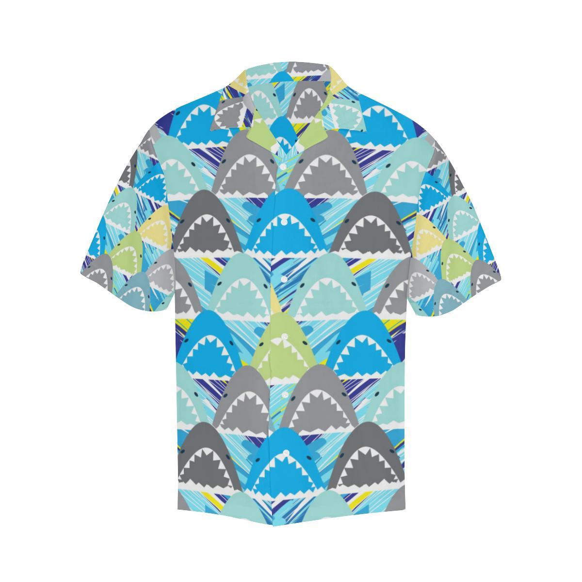 Shark Head Pattern Mens All Over Print Hawaiian Shirt