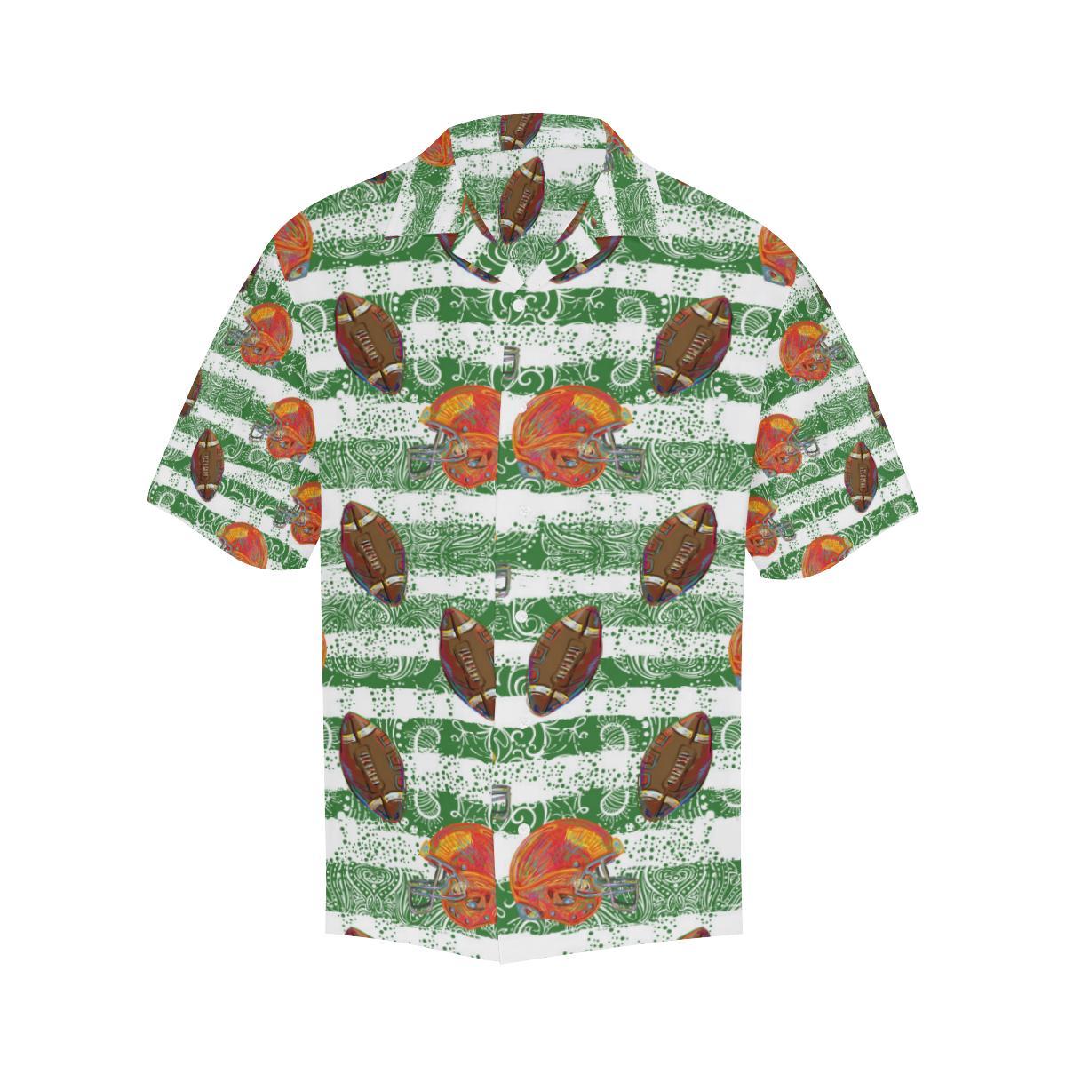 American Football Ball Helmet Pattern Mens All Over Print Hawaiian Shirt