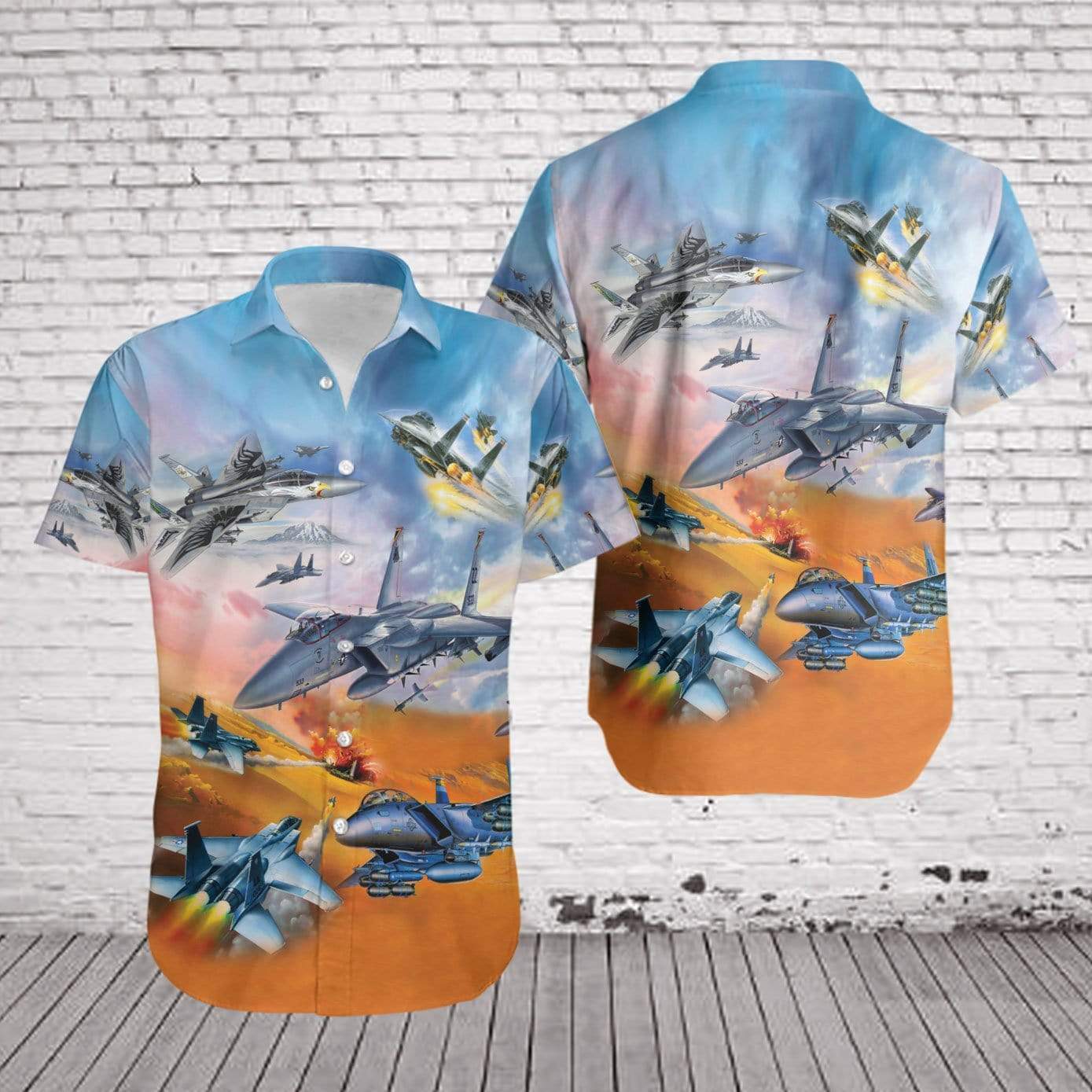 Hawaiian Aloha Shirts - Beach Shorts Us Air Force Mcdonnell Douglas F-15 Eagle #310521H