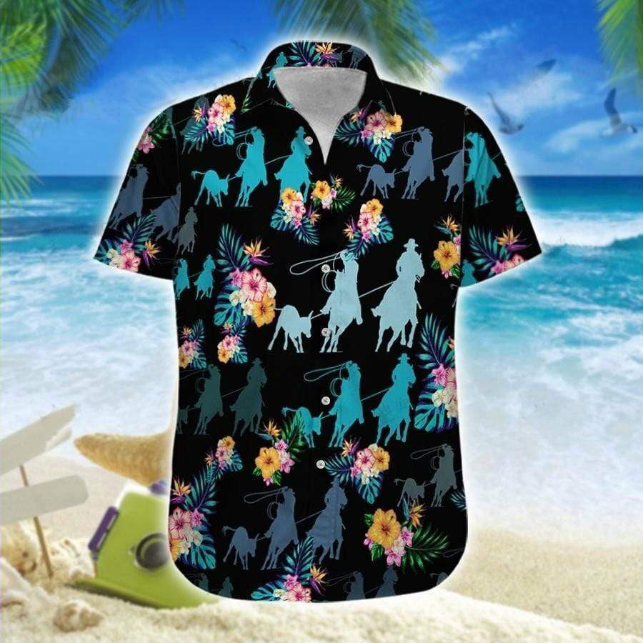 Hawaiian Aloha Shirts Tropical Team Roping