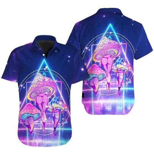 Hawaiian Aloha Shirts Purple Mushroom Body #L