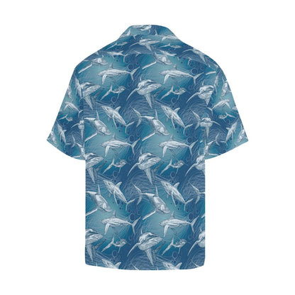 Shark Hand Drawn Mens All Over Print Hawaiian Shirt