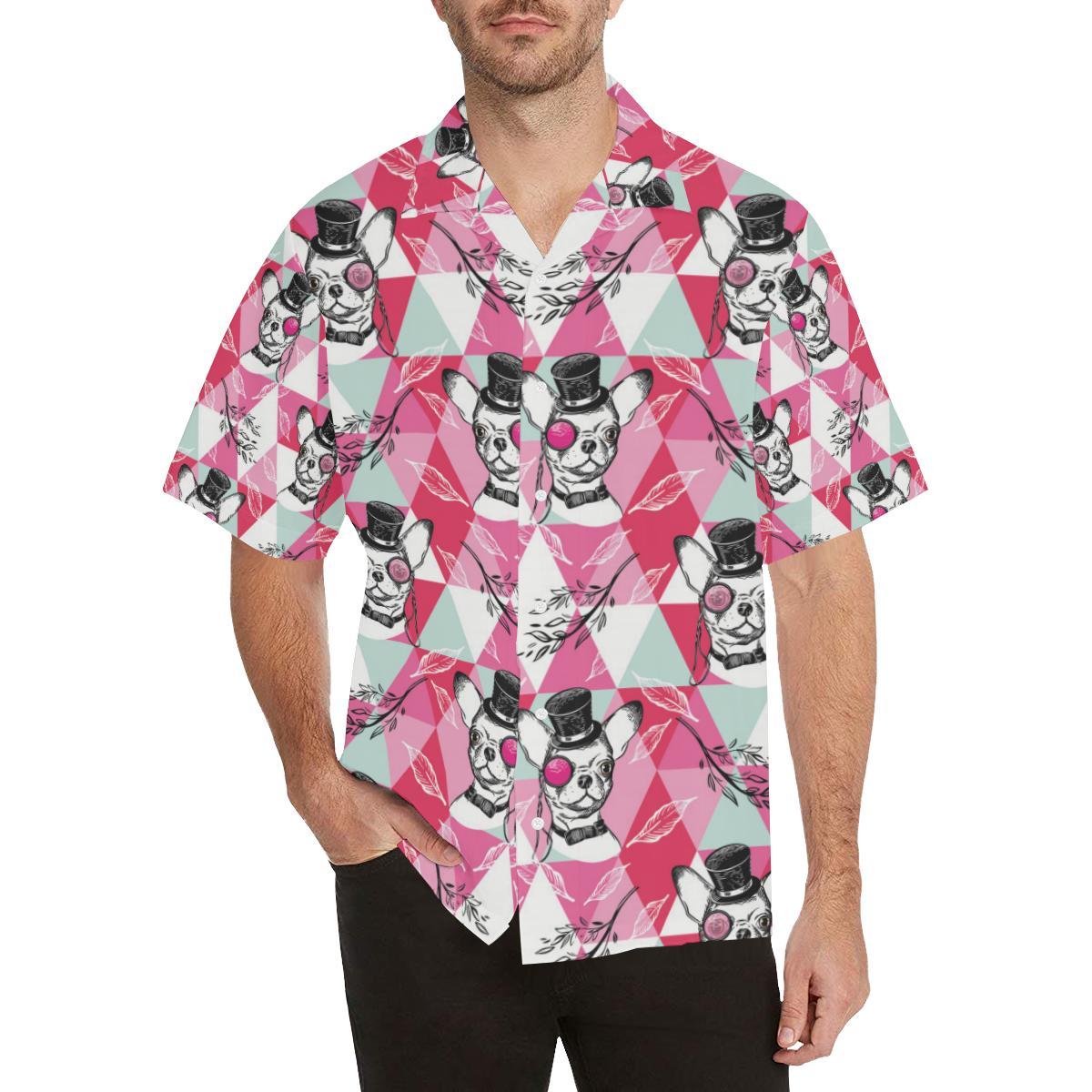 Cool Chihuahua Pink Pattern Mens All Over Print Hawaiian Shirt