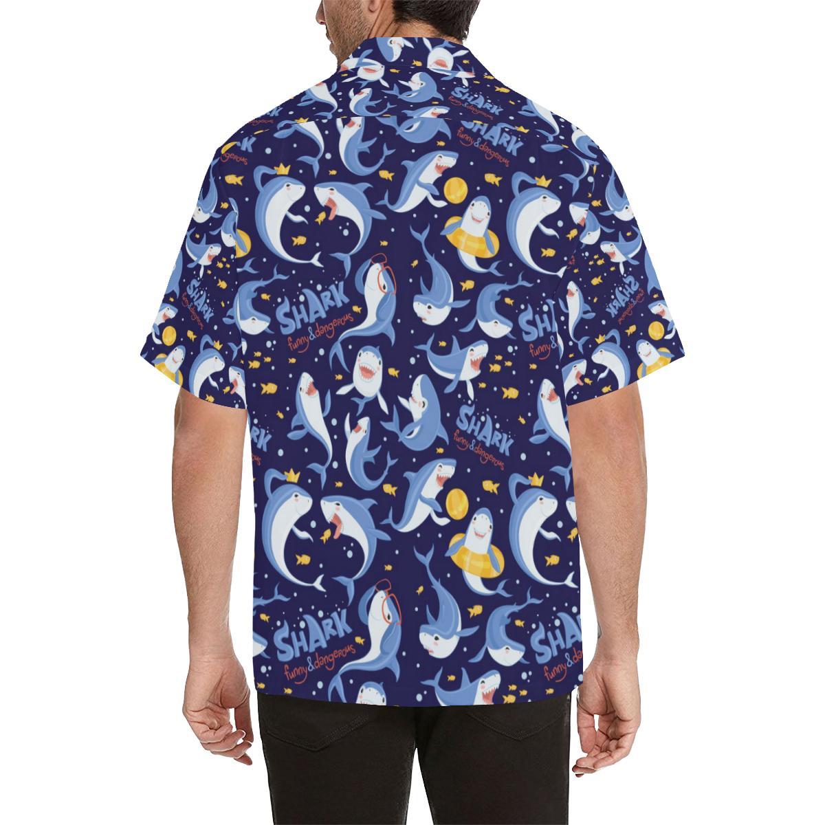 Shark Funny Pattern Mens All Over Print Hawaiian Shirt