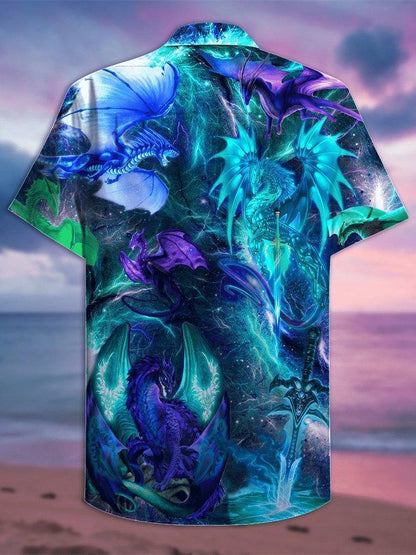 Fantasy Blue Dragon Hawaiian Shirt