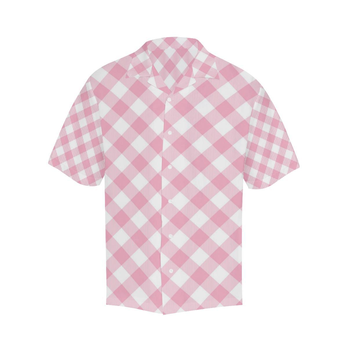 Gingham Pink Pattern Print Design Hawaiian Shirt