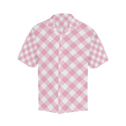 Gingham Pink Pattern Print Design Hawaiian Shirt