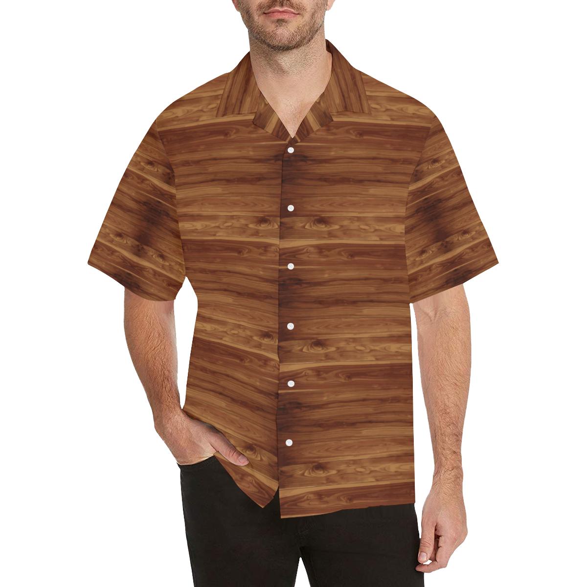 Wood Printed Pattern Print Design 04 Mens All Over Hawaiian Shirt