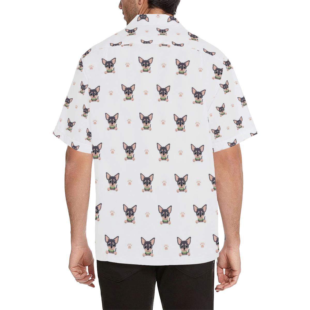 Cute Chihuahua Paw Pattern Mens All Over Print Hawaiian Shirt