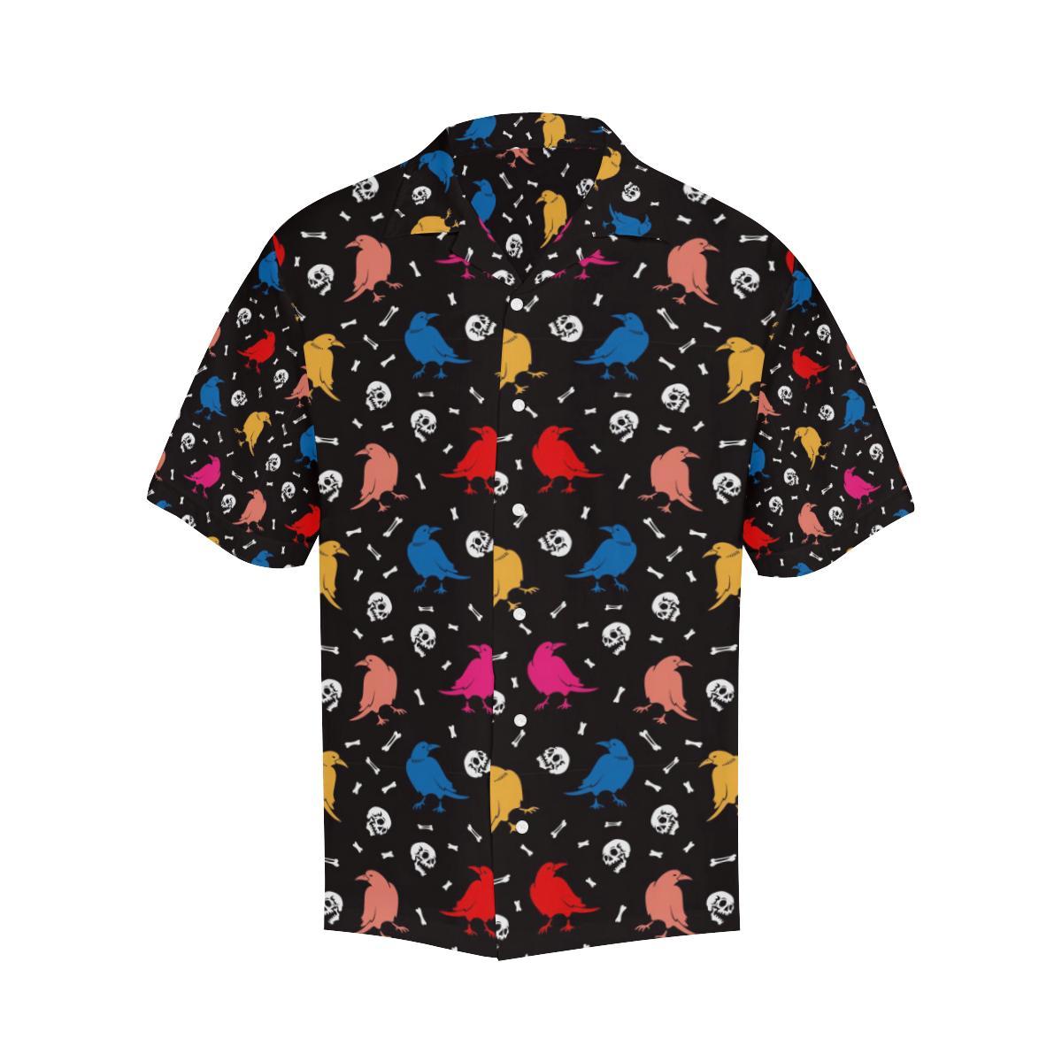 Colorful Crow Pattern Mens All Over Print Hawaiian Shirt