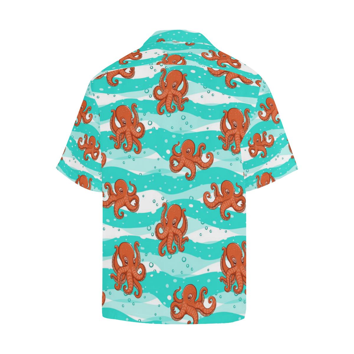 Octopuses Sea Wave Background Mens All Over Print Hawaiian Shirt