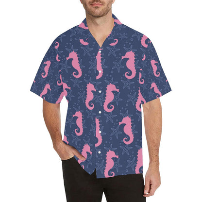 Seahorse Pink Pattern Print Design Hawaiian Shirt