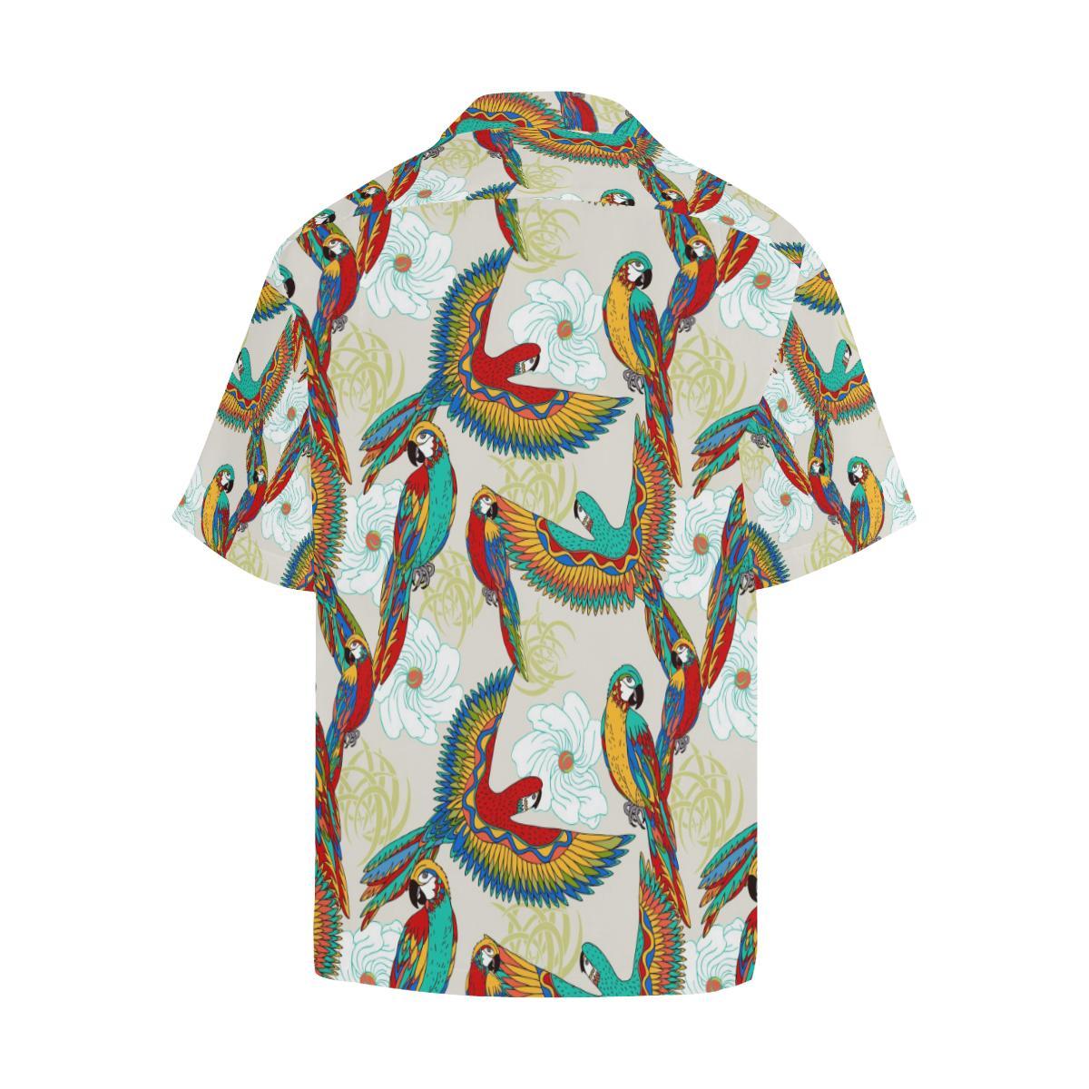 Parrot Flower Pattern Mens All Over Print Hawaiian Shirt