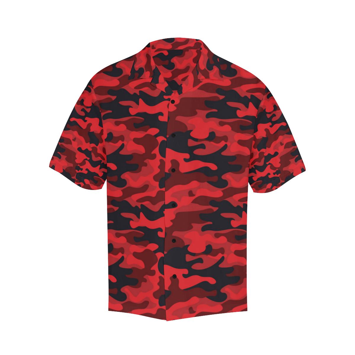 Camo Red Pattern Print Design Hawaiian Shirt