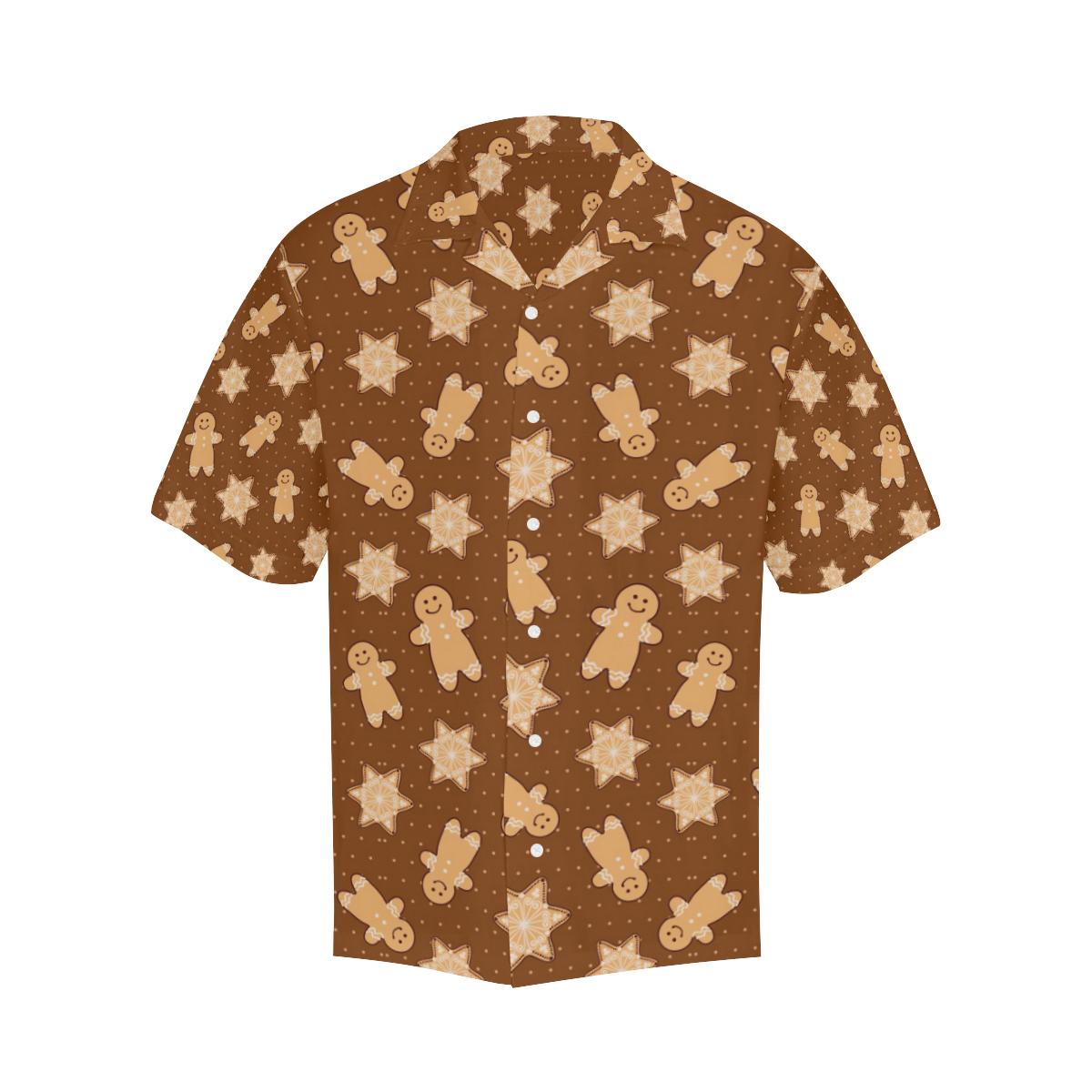 Christmas Gingerbread Cookie Pattern Mens All Over Print Hawaiian Shirt