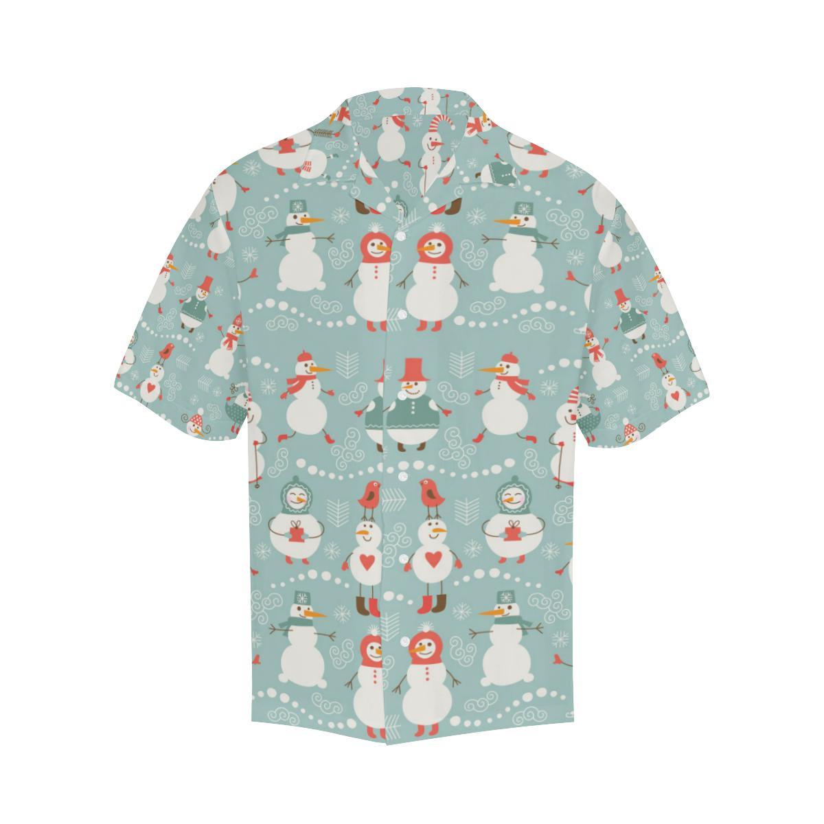 Cute Snowman Pattern Mens All Over Print Hawaiian Shirt