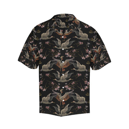 Japanese Crane Pattern Background Mens All Over Print Hawaiian Shirt