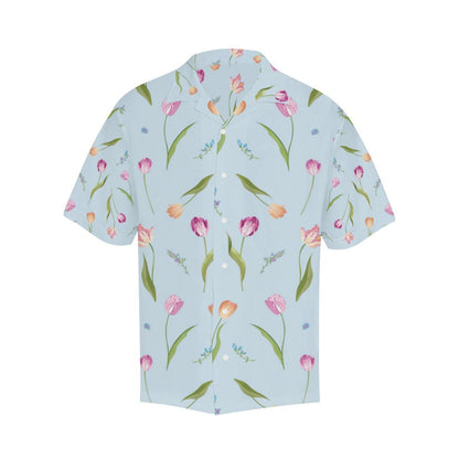 Watercolor Tulips Pattern Mens All Over Print Hawaiian Shirt