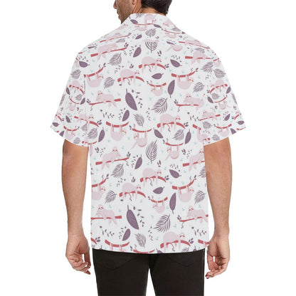 Sloth Leaves Pattern Mens All Over Print Hawaiian Shirt