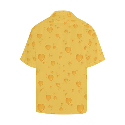 Cheese Heart Texture Pattern Mens All Over Print Hawaiian Shirt