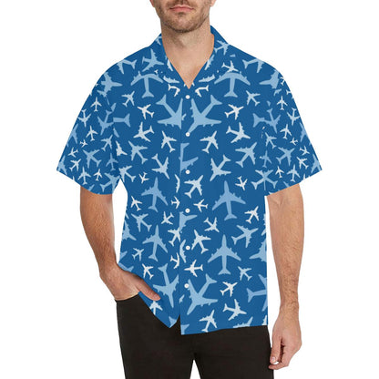 Airplane Pattern In The Sky Mens All Over Print Hawaiian Shirt