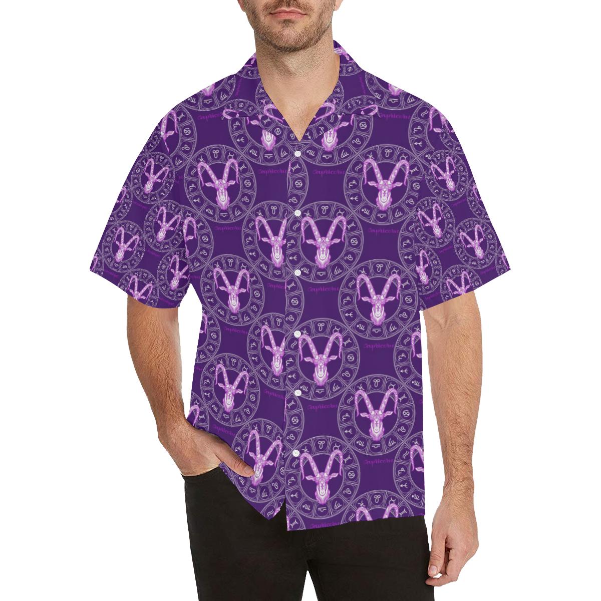 Capricorn Zodiac Pattern Print Design Hawaiian Shirt