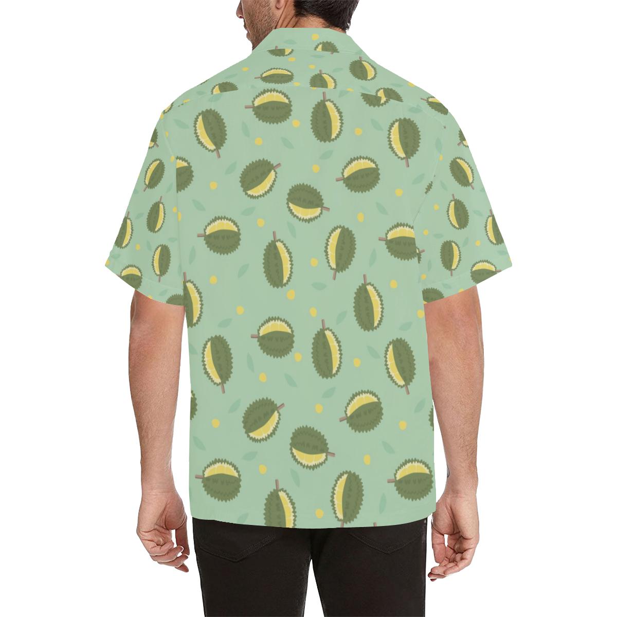 Durian Pattern Green Background Mens All Over Print Hawaiian Shirt