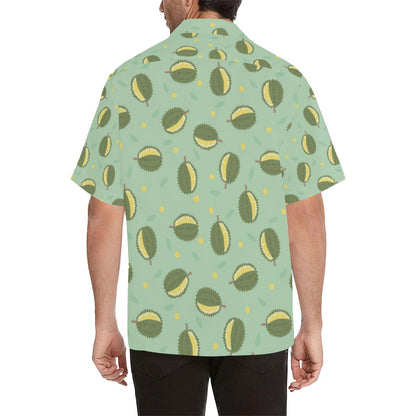 Durian Pattern Green Background Mens All Over Print Hawaiian Shirt