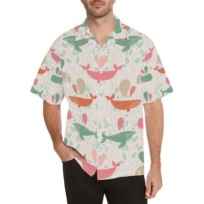 Cute Whale Pattern Mens All Over Print Hawaiian Shirt