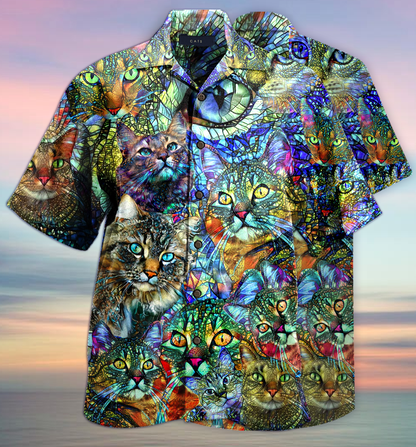 Amazing Kaleidoscope Cat Hawaiian Shirt