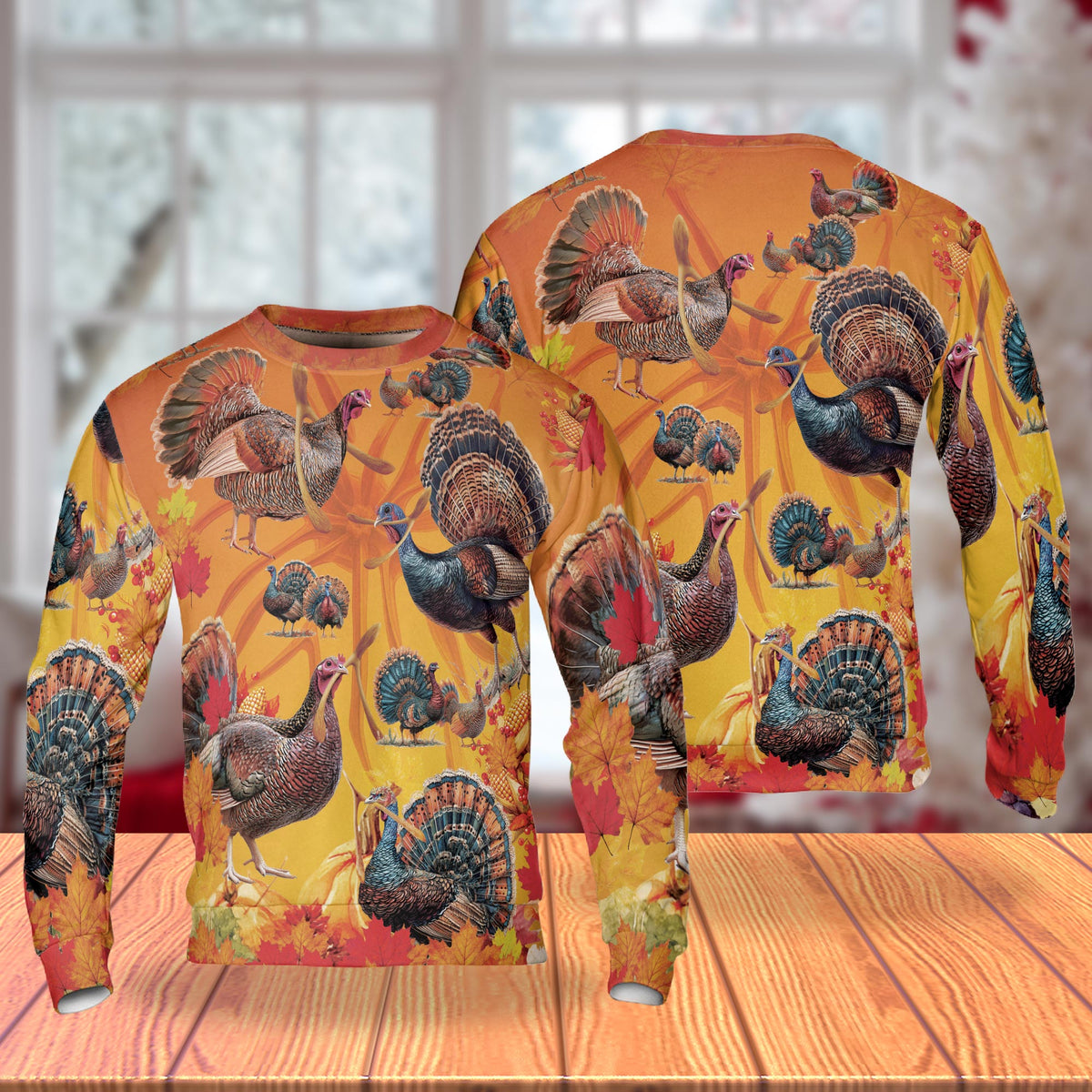 Thanksgiving Turkey Wishbone Unisex Sweatshirt – Colorful Graphic 3D All Over Print Design