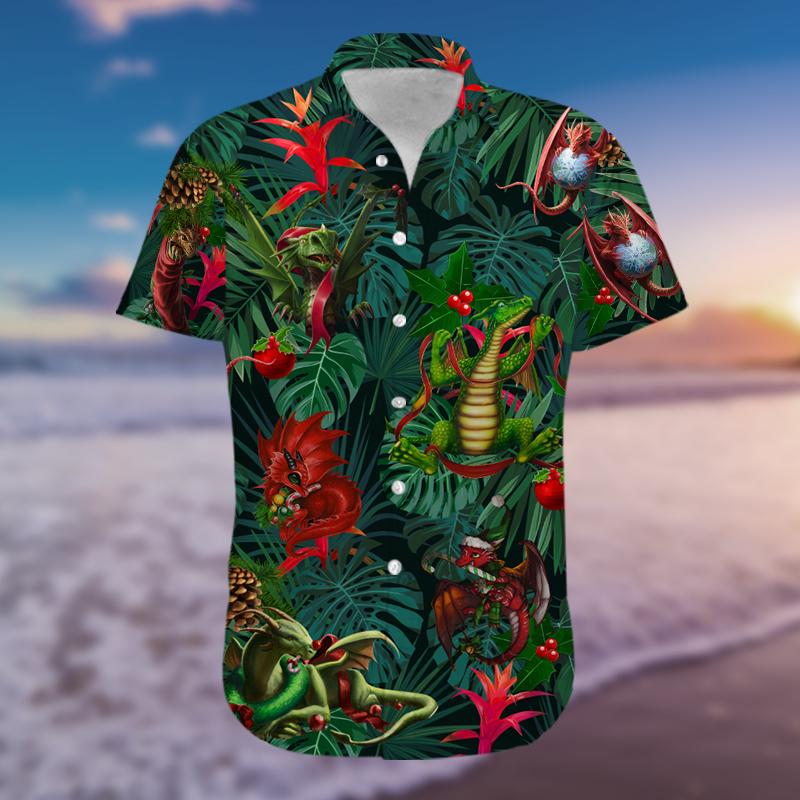 Hawaiian Aloha Shirts Christmas Dragon