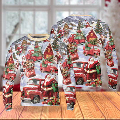 Santa Red Truck Christmas – Unisex Sweatshirt – Christmas 3D All Over Print Design