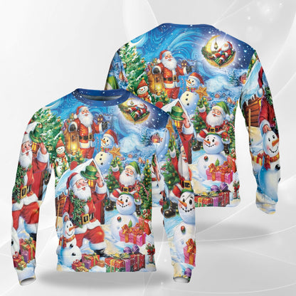 Santa Clause in Snow Sweatshirt – Christmas 3D All Over Print Design