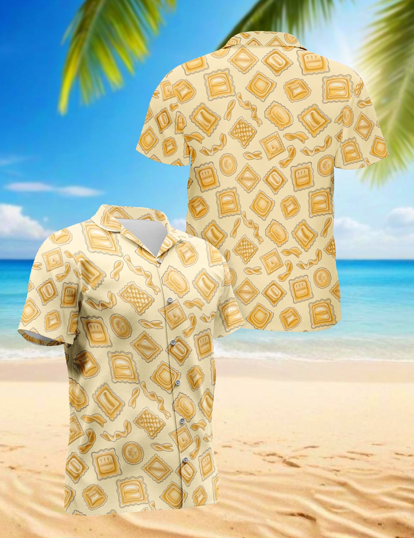 Vintage Italian Pasta Hawaiian Shirt for Men, Button Down Aloha Shirt - Azhawaiian