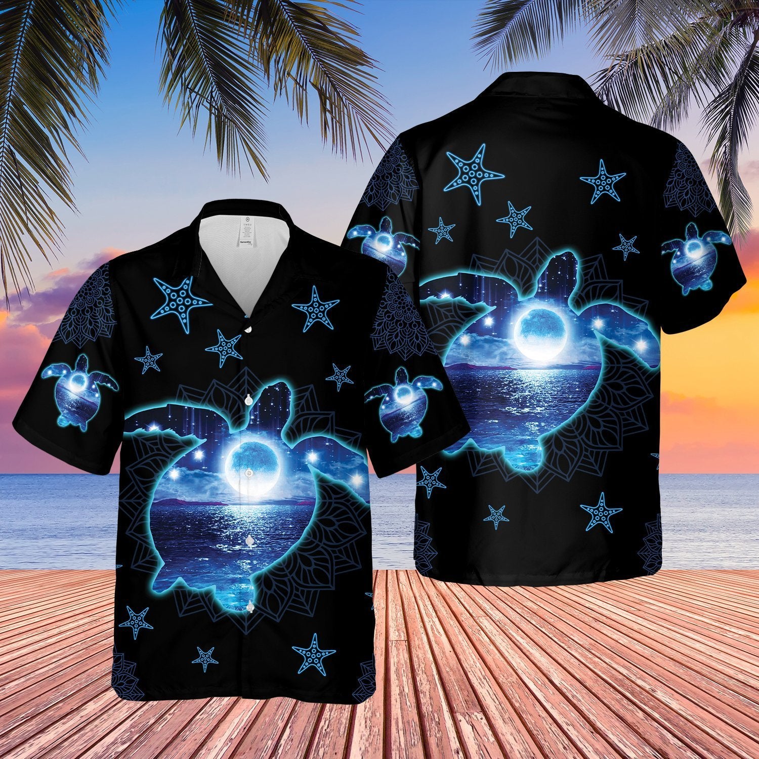 Turtle Galaxy Ocean Mandala Starfish Unisex Hawaiian Shirt