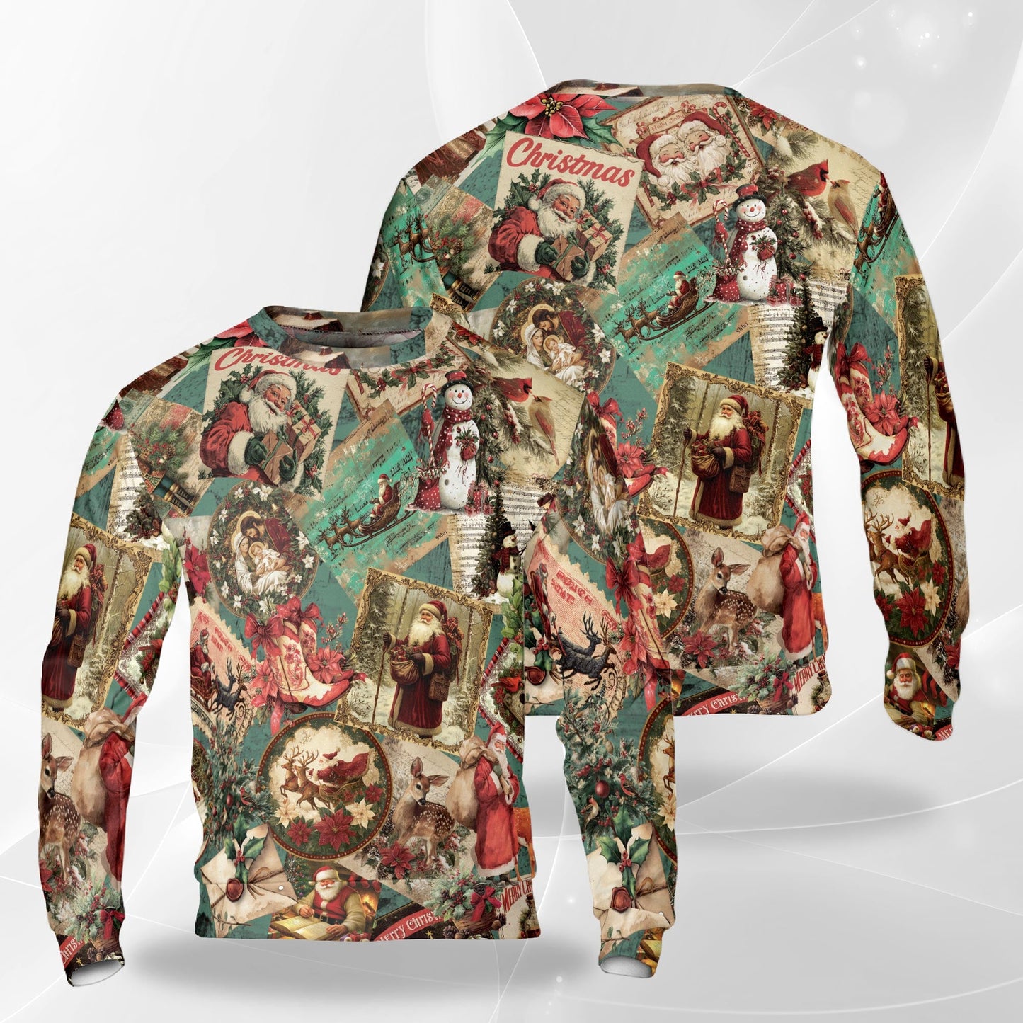 Vintage Christmas Santa Clause Sweatshirt – Christmas Vintage 3D All Over Print Design