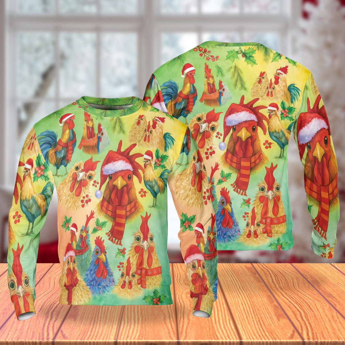 Funny Christmas Rooster Unisex Sweatshirt – Christmas 3D All Over Print Design