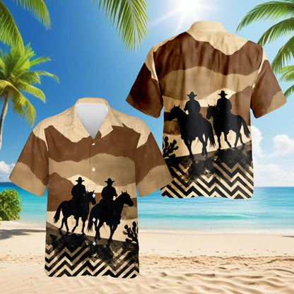 Cowboys on Horseback Hawaiian Shirt for Men, Button Down Aloha Shirt - Azhawaiian